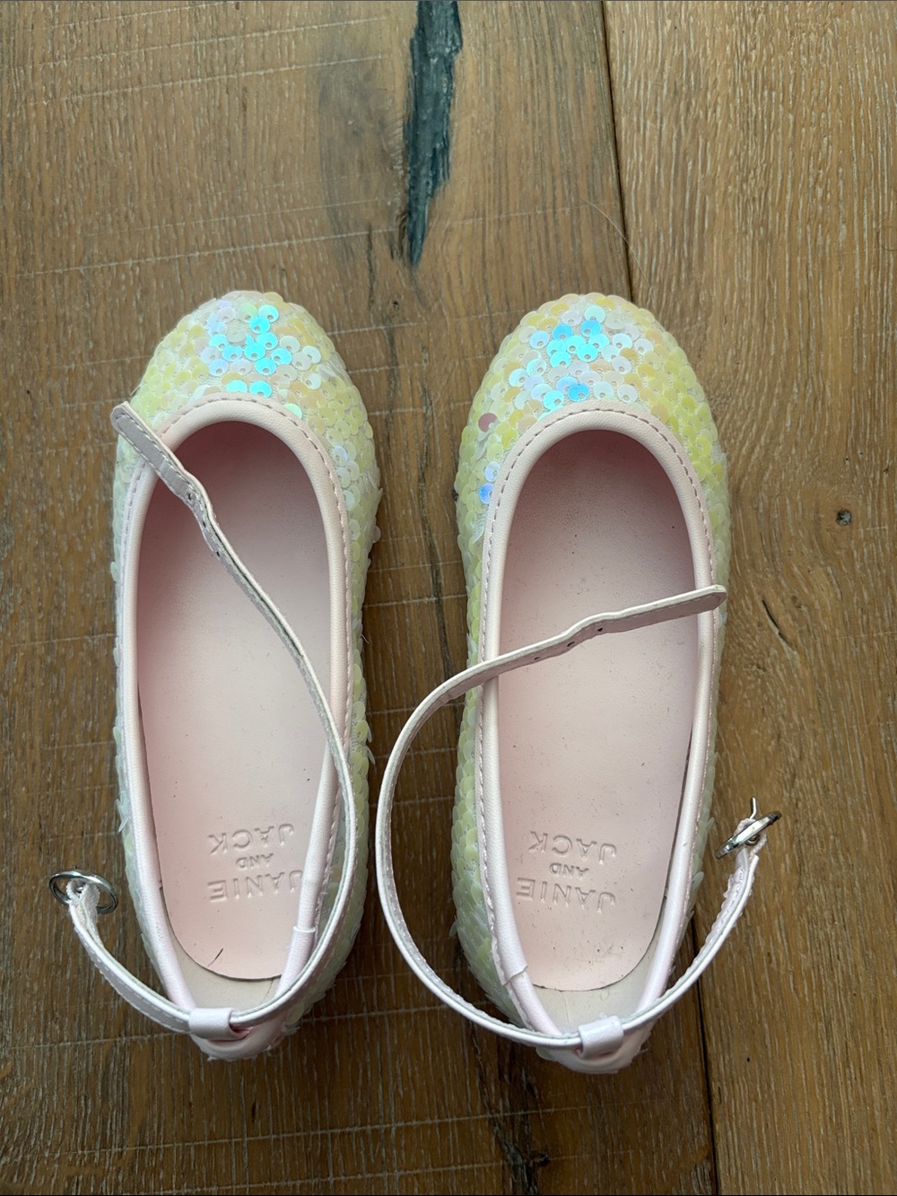 Janie and Jack Sequin Mary Jane Flats with Pink Lining